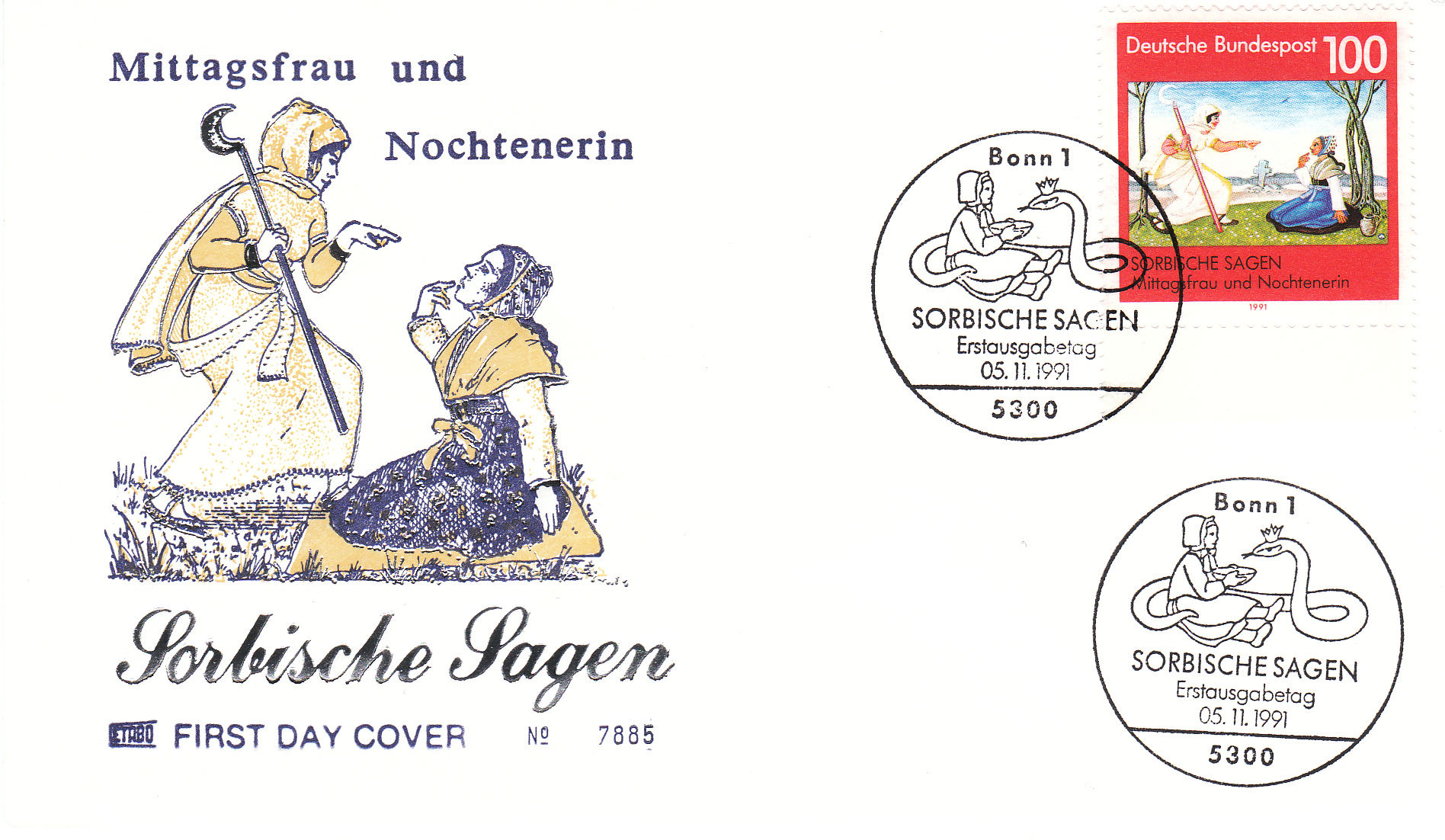 1991 Sorbische Sagen Mittagsfrau und Nochtenerin with silver highlight